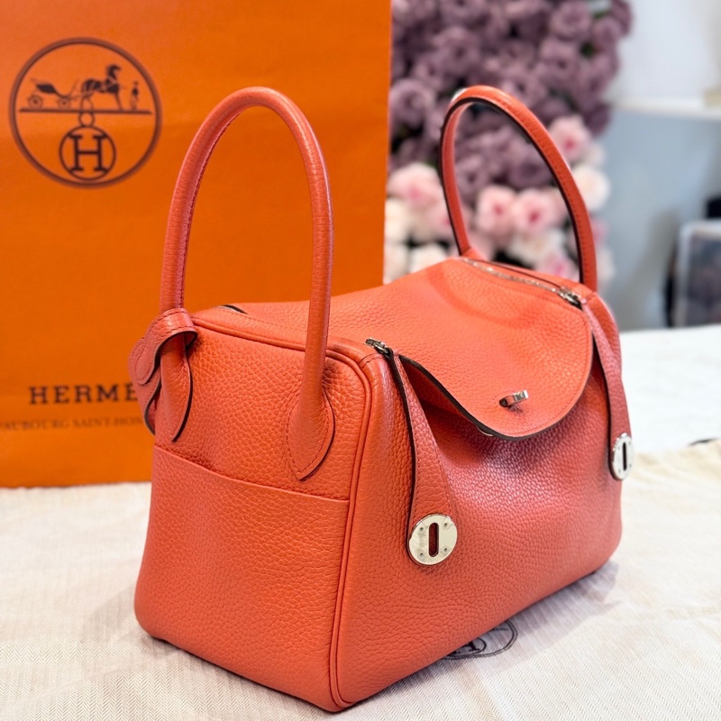 Hermès愛馬仕橙色銀扣Lindy26 C刻-1
