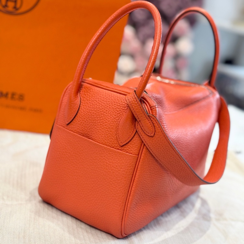 Hermès愛馬仕橙色銀扣Lindy26 C刻-3
