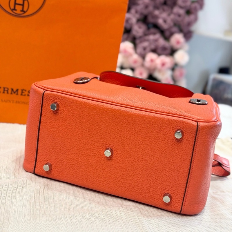 Hermès愛馬仕橙色銀扣Lindy26 C刻-4