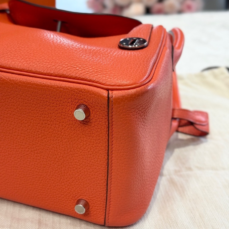Hermès愛馬仕橙色銀扣Lindy26 C刻-5