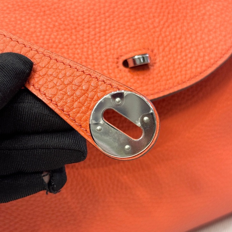 Hermès愛馬仕橙色銀扣Lindy26 C刻-6