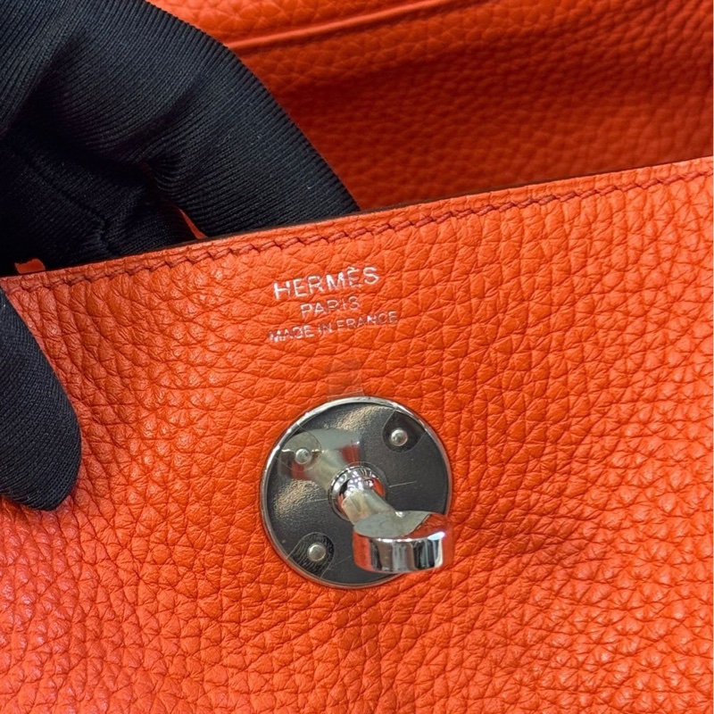 Hermès愛馬仕橙色銀扣Lindy26 C刻-7