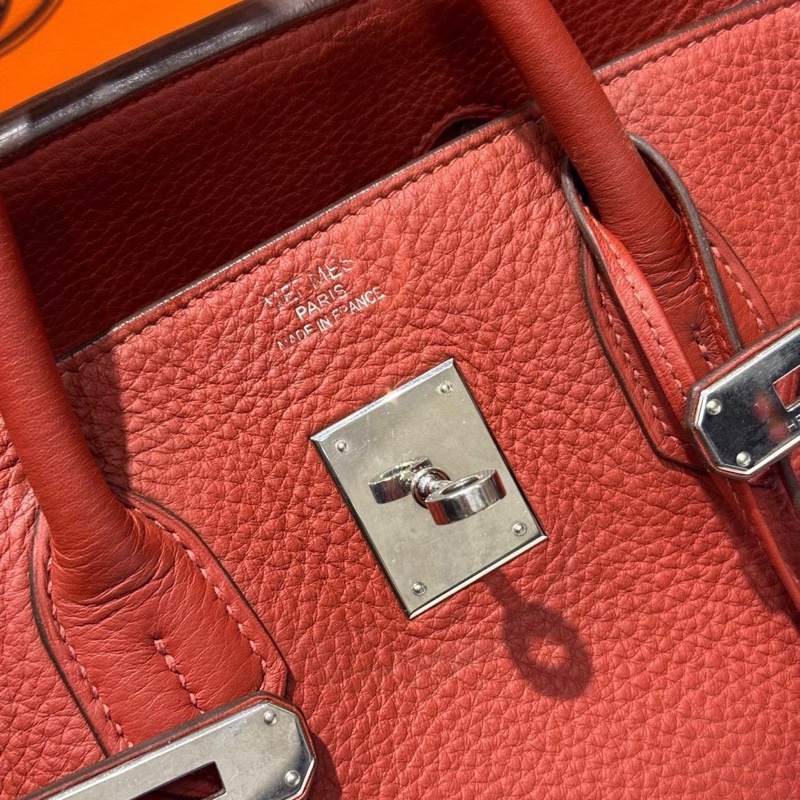 Hermès愛馬仕磚紅色銀扣Birkin35 框M刻-6