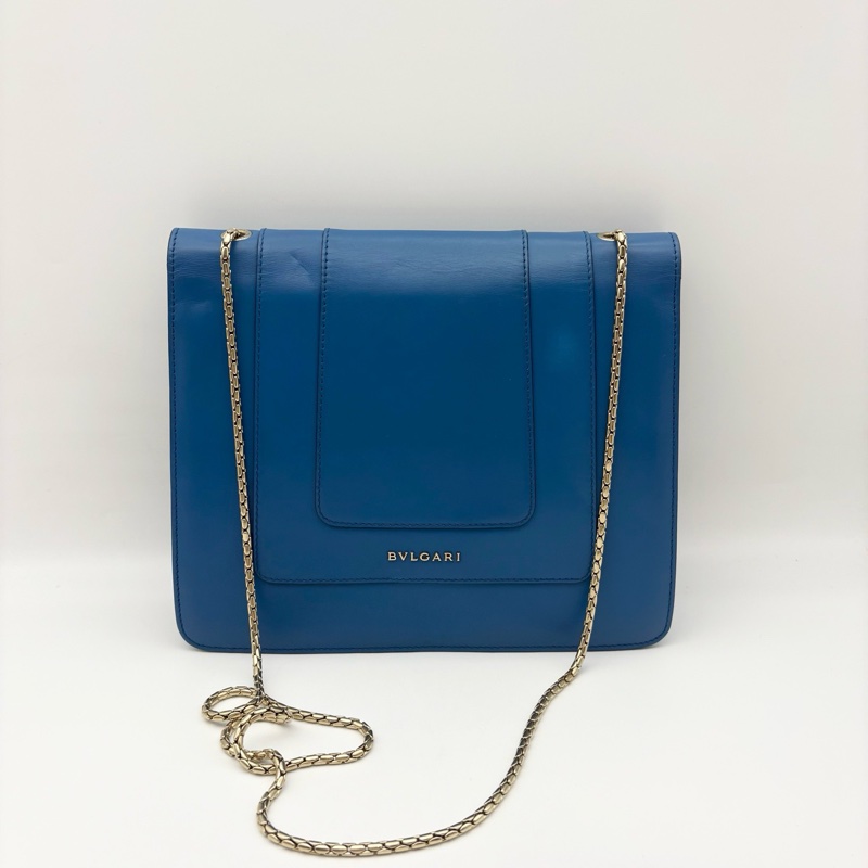 BVLGARI寶格麗藍色蛇頭鏈條包 肩背包-1
