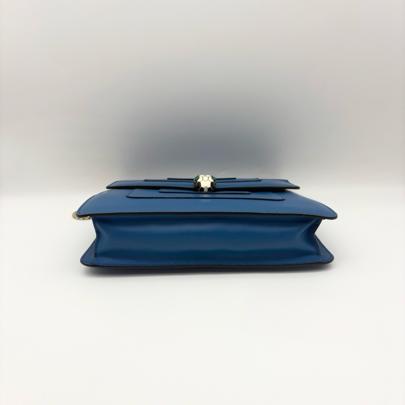 BVLGARI寶格麗藍色蛇頭鏈條包 肩背包-4