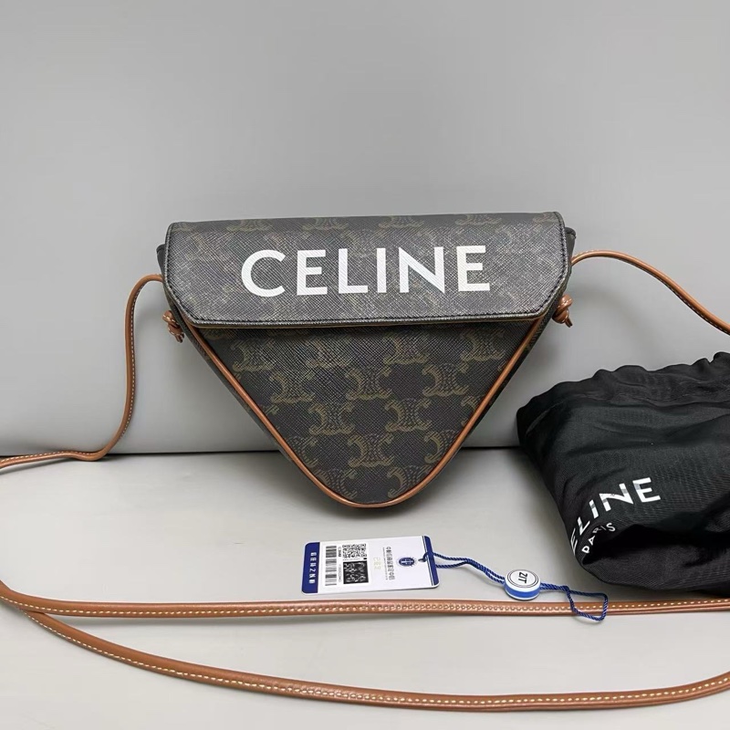 Celine賽琳 triomphe老花凱旋門大號三角包 斜背包-0