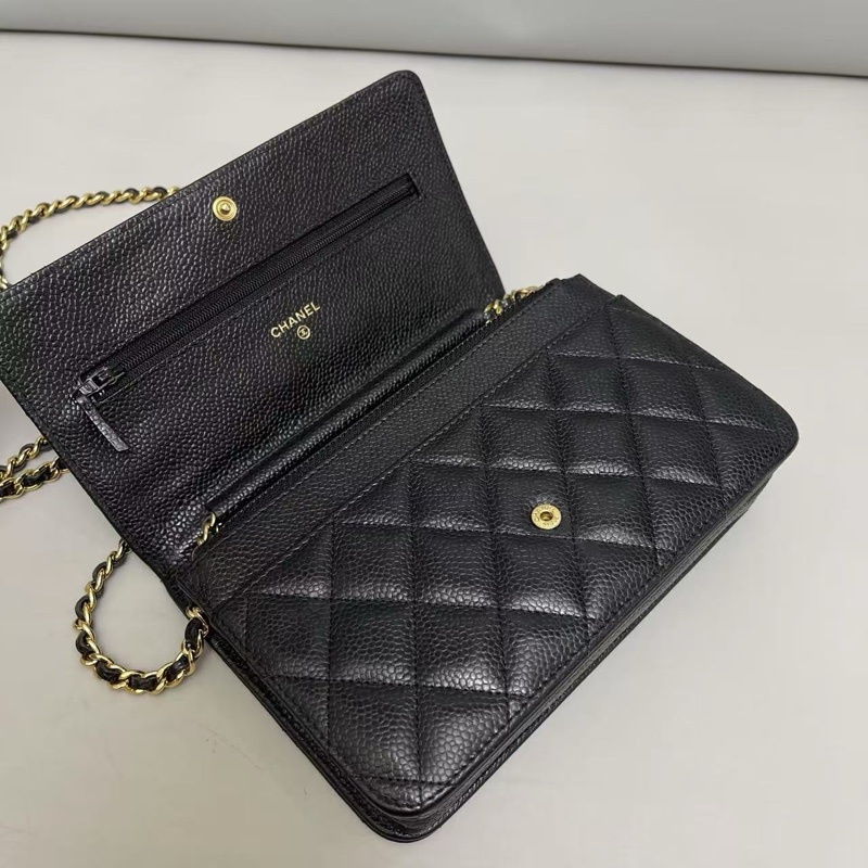 Chanel香奈兒 黑金牛皮荔枝紋WOC 鏈條包-7