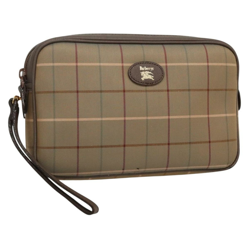 【日本直送】Burberry Nova 格紋手拿包 帆布 米色金色 正品 ep9553-0