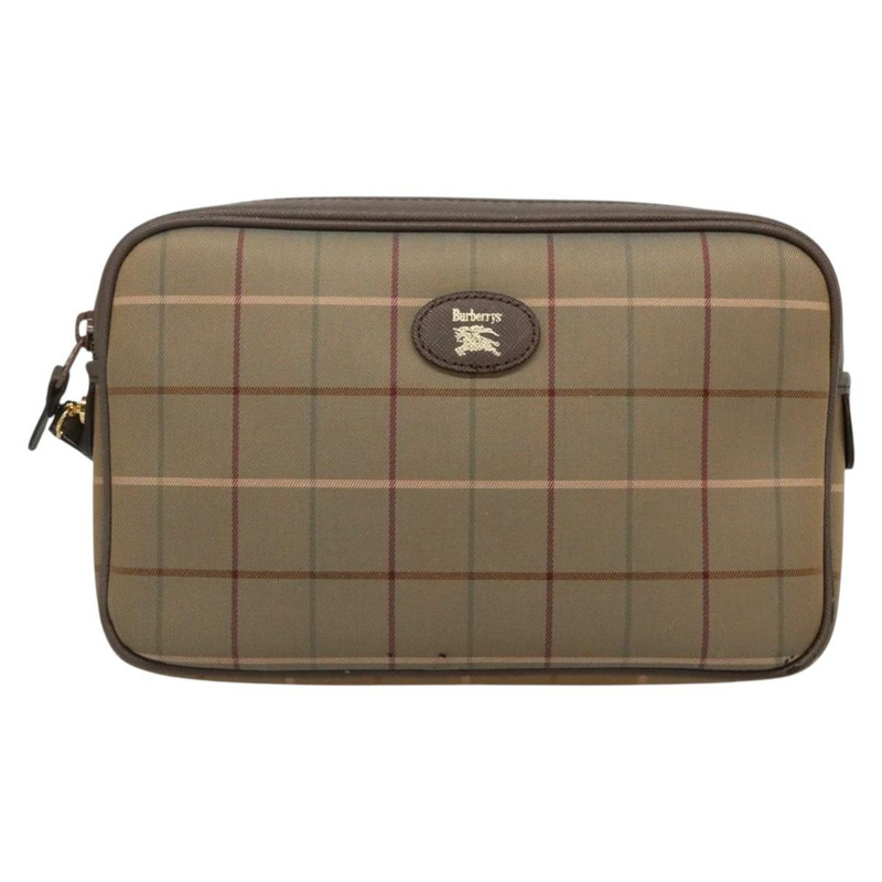 【日本直送】Burberry Nova 格紋手拿包 帆布 米色金色 正品 ep9553-12