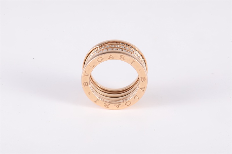 BVLGARI(寶格麗) B.ZERO1 彈簧戒指 四圈鑽 18K玫瑰金/鑽石 57 玫瑰金 鑽石/18K-2