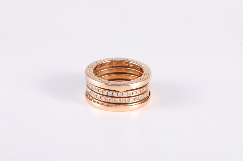 BVLGARI(寶格麗) B.ZERO1 彈簧戒指 四圈鑽 18K玫瑰金/鑽石 57 玫瑰金 鑽石/18K-3