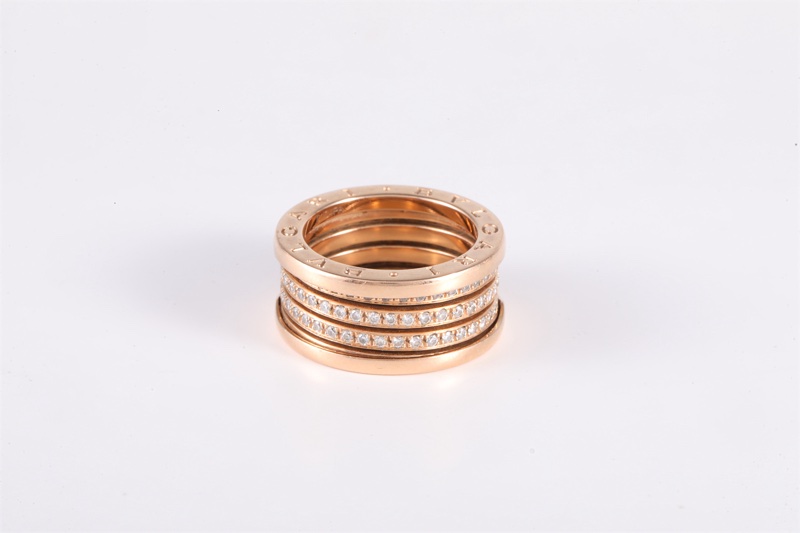 BVLGARI(寶格麗) B.ZERO1 彈簧戒指 四圈鑽 18K玫瑰金/鑽石 57 玫瑰金 鑽石/18K-4