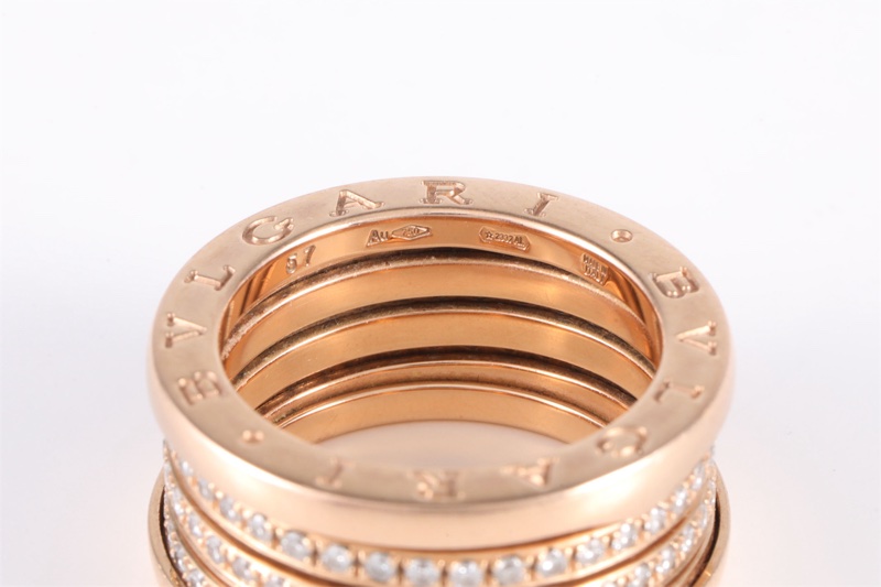 BVLGARI(寶格麗) B.ZERO1 彈簧戒指 四圈鑽 18K玫瑰金/鑽石 57 玫瑰金 鑽石/18K-5
