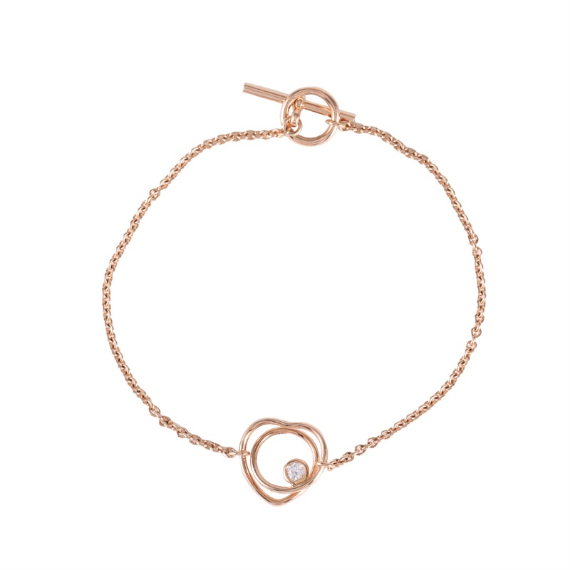 HERMES(愛馬仕)  18K玫瑰金 鑽石 玫瑰金 Vertige Coeur 愛心 手鏈 ST 18K-5