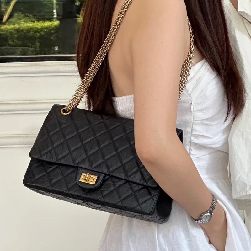 全網最低價⭐️Chanel黑金2.55菱格紋羊皮單肩斜挎鏈條包⛓️-1