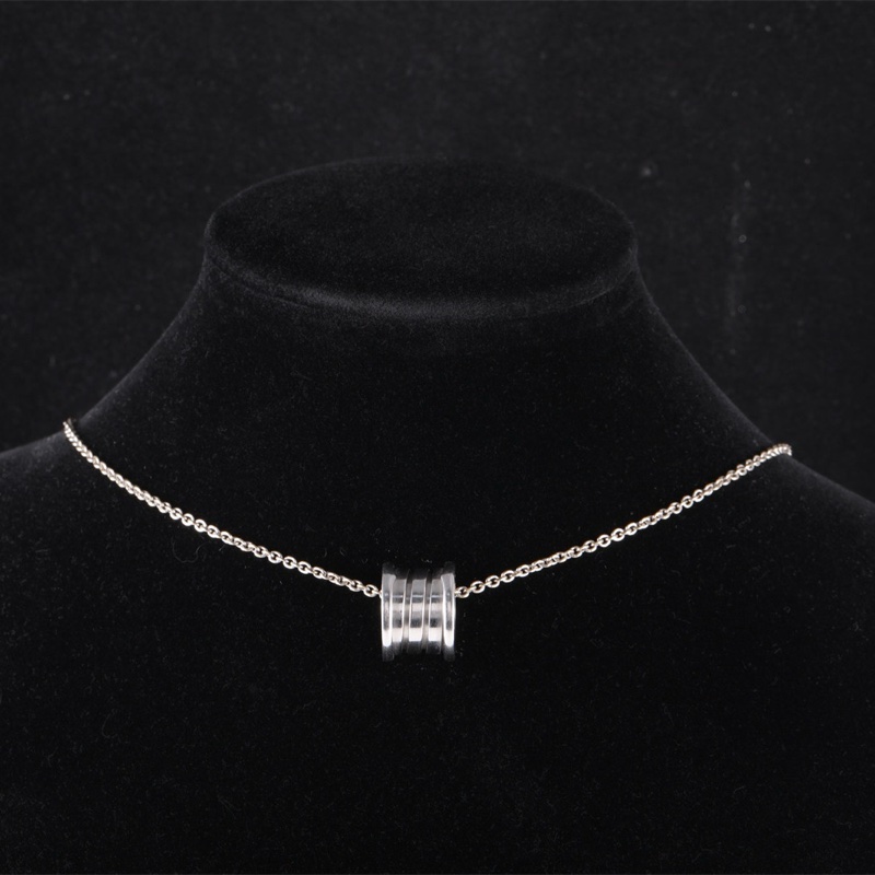 BVLGARI(寶格麗) B.ZERO1 彈簧項鏈 三環扣 18K白金 項鏈 白金-0