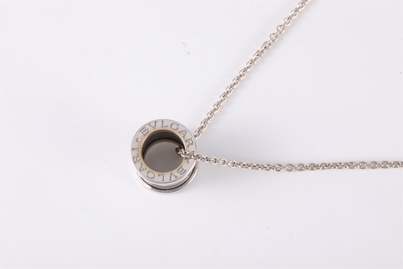 BVLGARI(寶格麗) B.ZERO1 彈簧項鏈 三環扣 18K白金 項鏈 白金-2