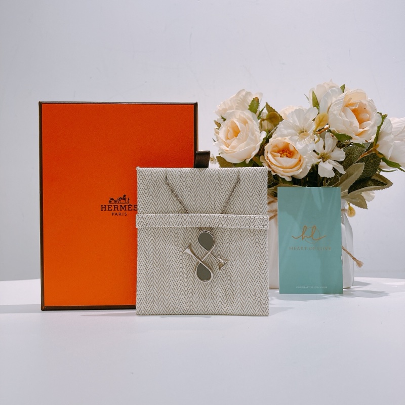 TW4372 Hermes 愛馬仕項鍊Cor H Pendant Necklace Gris Meyer x PHW-0