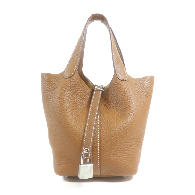 HERMES Togo皮革Picotin PM銀扣手挽袋-0