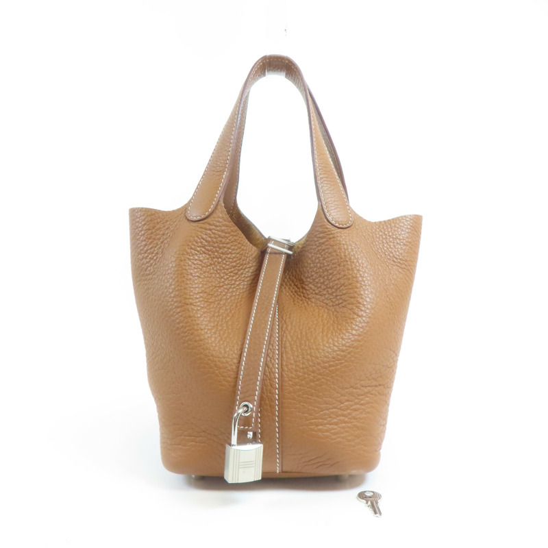 HERMES Togo皮革Picotin PM銀扣手挽袋-9