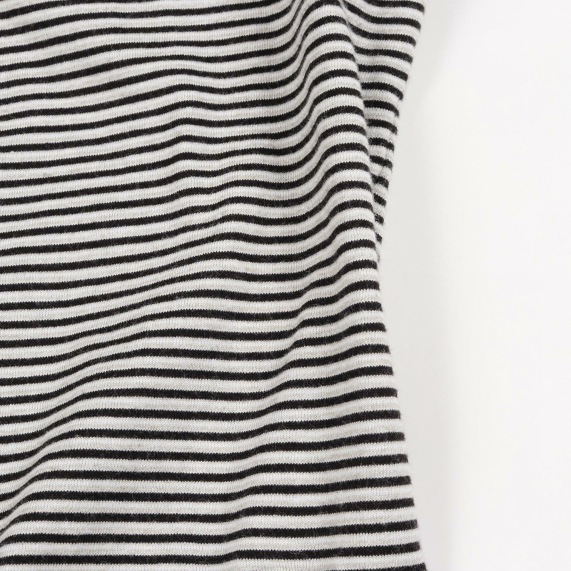 香奈兒 COCO 標誌紐帶長袖純棉T卹，黑色/灰色，二手女款 #34-5