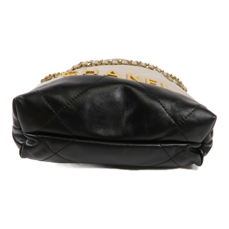 CHANEL 羊皮皮革 CHANEL Mini 22金扣肩背袋-3