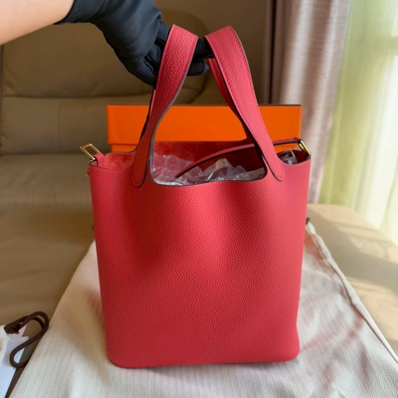 HERMES Picotin18 牡丹紅菜籃子-1