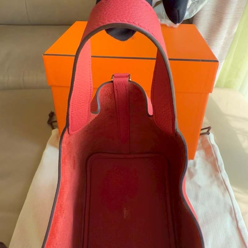 HERMES Picotin18 牡丹紅菜籃子-3