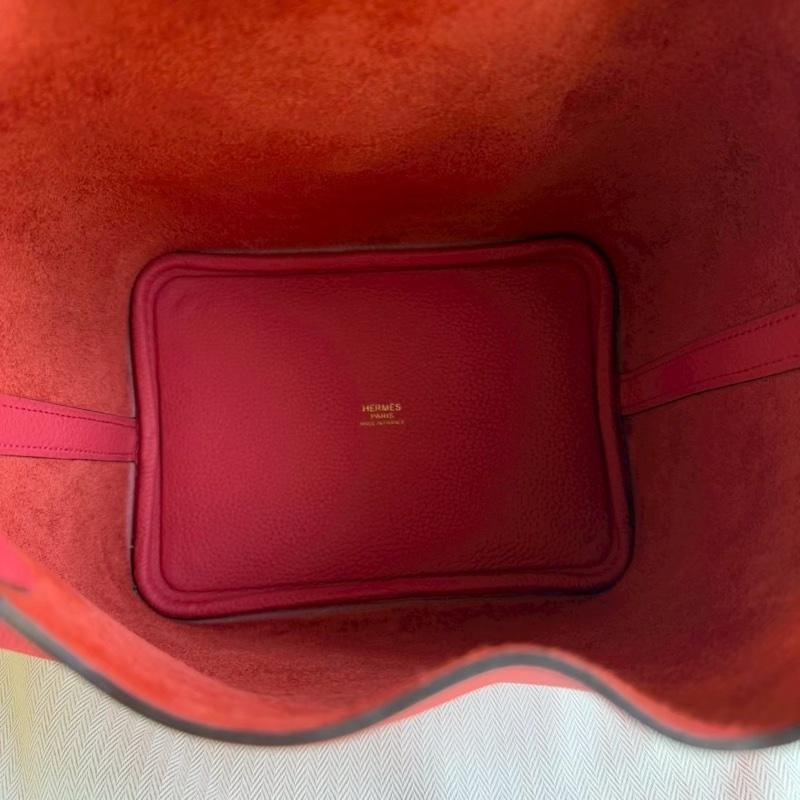 HERMES Picotin18 牡丹紅菜籃子-7