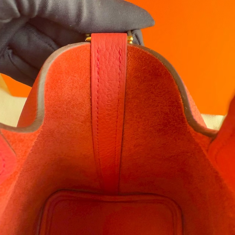 HERMES Picotin18 牡丹紅菜籃子-8