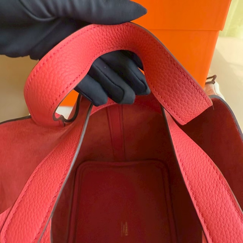 HERMES Picotin18 牡丹紅菜籃子-9
