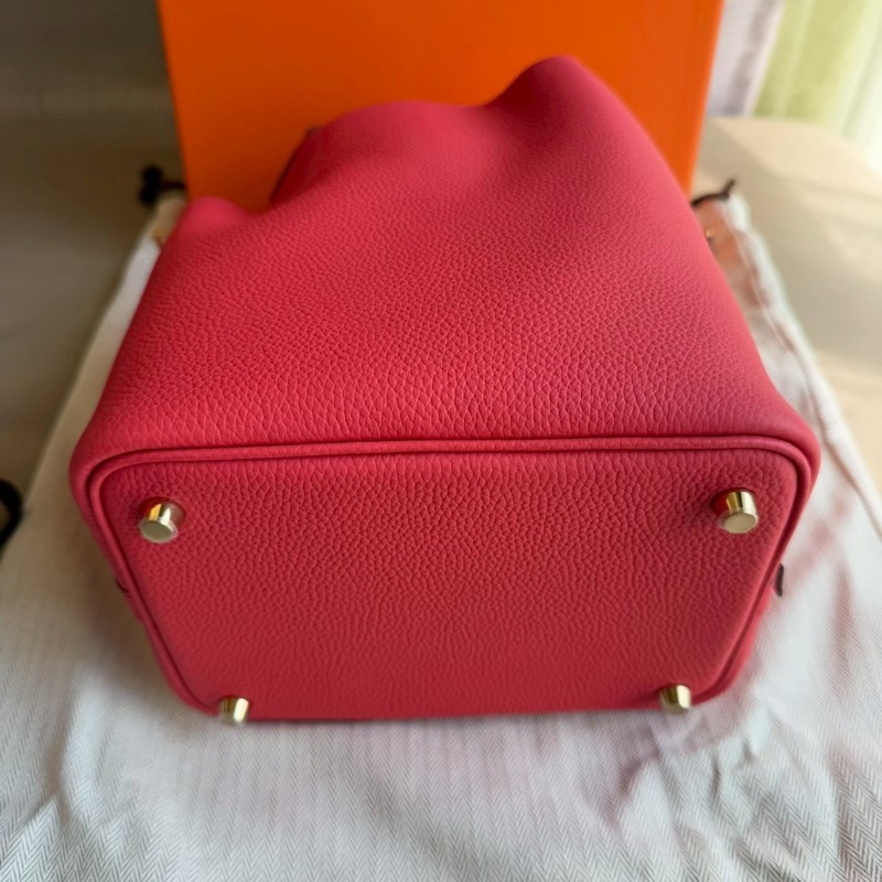 HERMES Picotin18 牡丹紅菜籃子-11