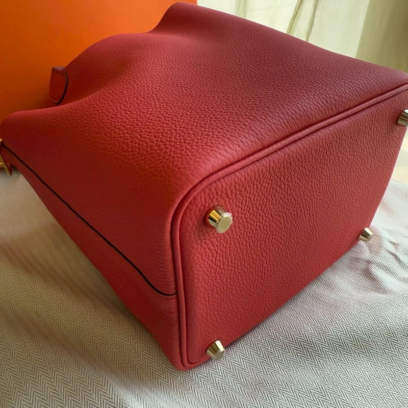 HERMES Picotin18 牡丹紅菜籃子-12