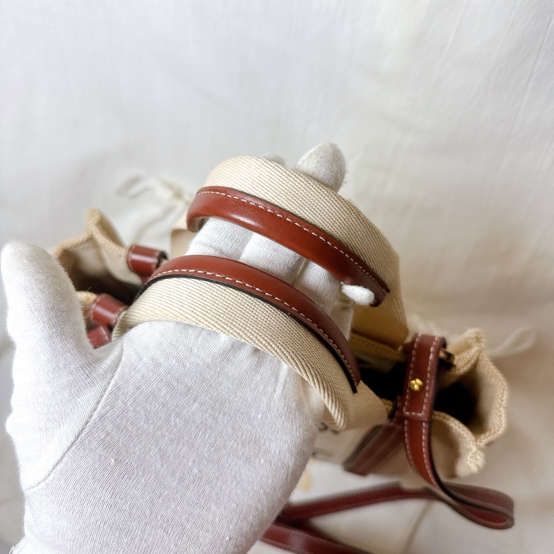 二手Chloe Woody系列斜背手提帆布托特包燕麥棕色 Chloe帆布包 Chloe斜背 Chloe托特-3