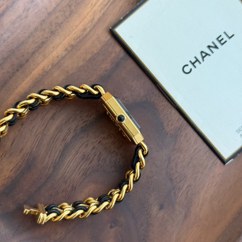 Chanel 黑金方糖手錶中古款 附件:卡冊 盒子 尺寸:M(適合14-15.5手圍左右)-1