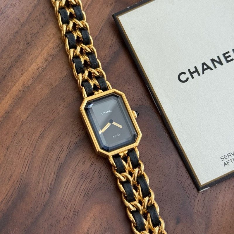 Chanel 黑金方糖手錶中古款 附件:卡冊 盒子 尺寸:M(適合14-15.5手圍左右)-4
