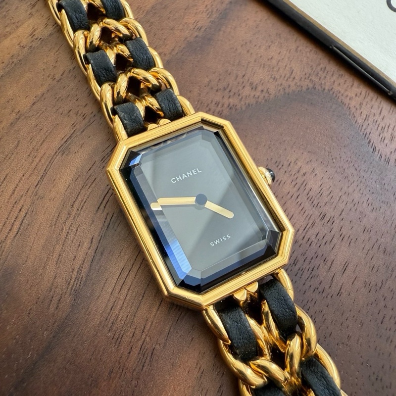 Chanel 黑金方糖手錶中古款 附件:卡冊 盒子 尺寸:M(適合14-15.5手圍左右)-5