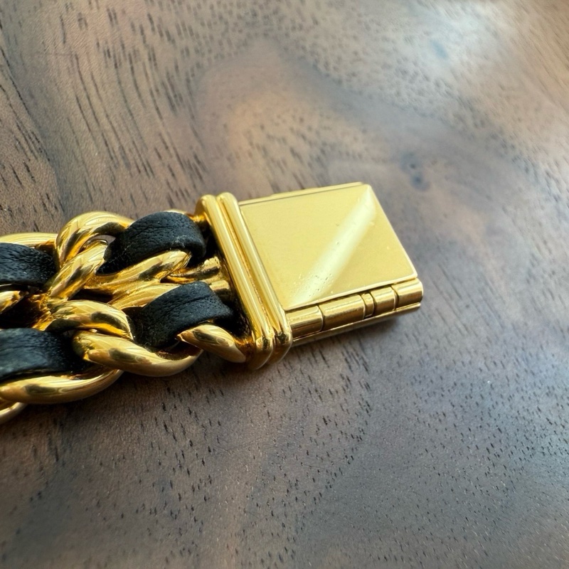 Chanel 黑金方糖手錶中古款 附件:卡冊 盒子 尺寸:M(適合14-15.5手圍左右)-9