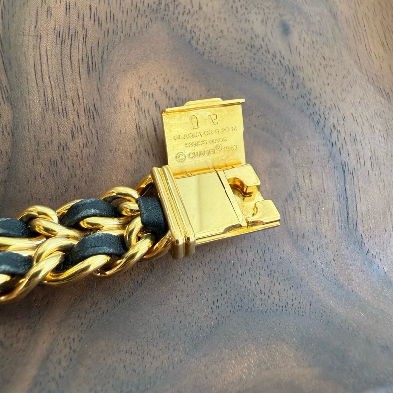 Chanel 黑金方糖手錶中古款 附件:卡冊 盒子 尺寸:M(適合14-15.5手圍左右)-12