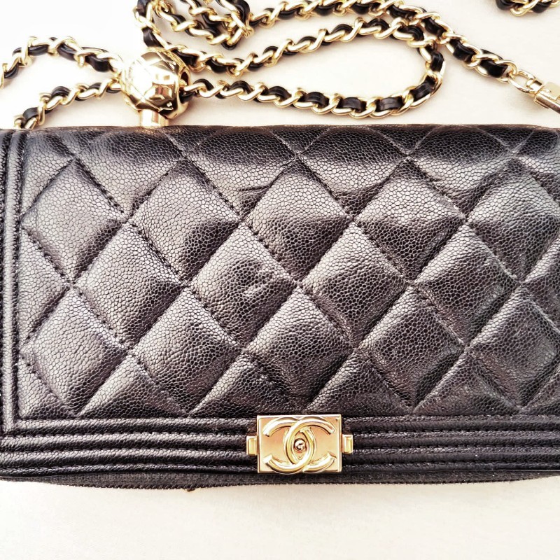 香奈兒菱格紋拉鍊2way長夾-28