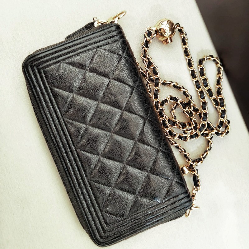 香奈兒菱格紋拉鍊2way長夾-31