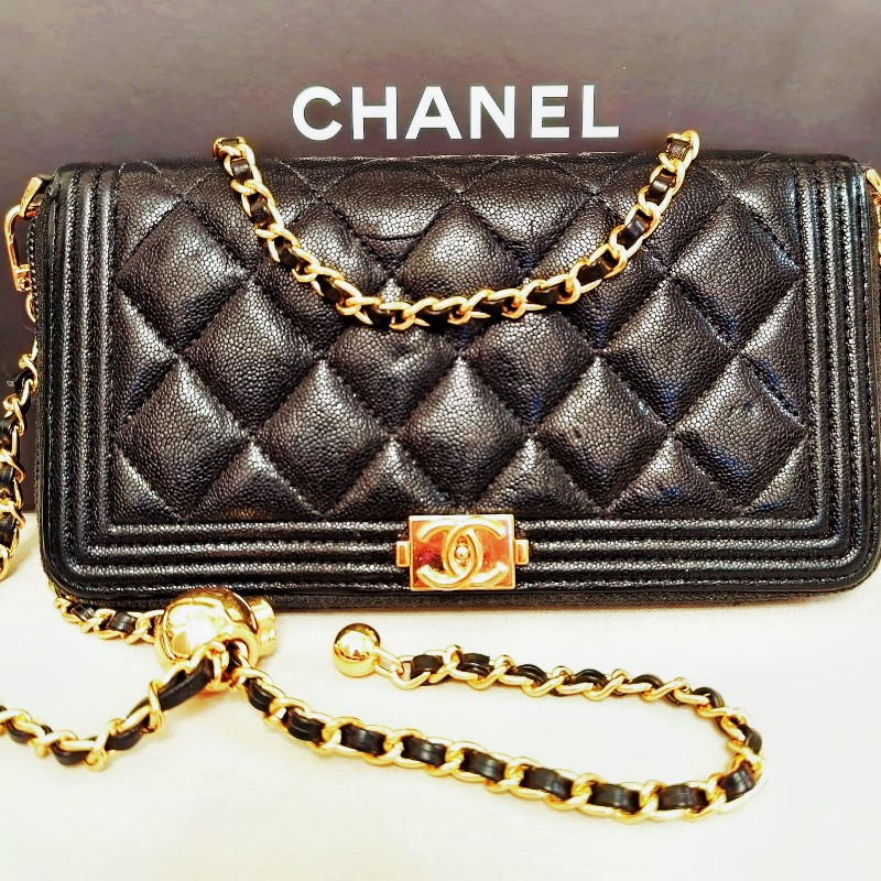 香奈兒菱格紋拉鍊2way長夾-2