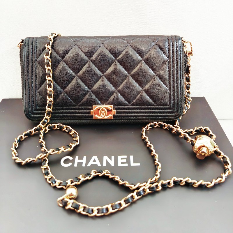 香奈兒菱格紋拉鍊2way長夾-4