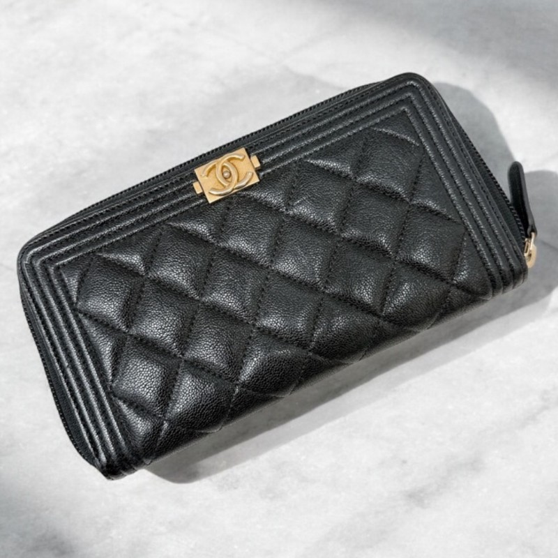 香奈兒菱格紋拉鍊2way長夾-7