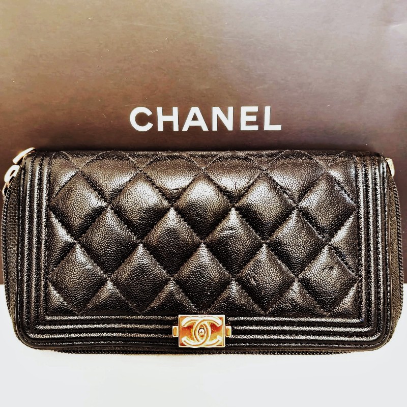 香奈兒菱格紋拉鍊2way長夾-8