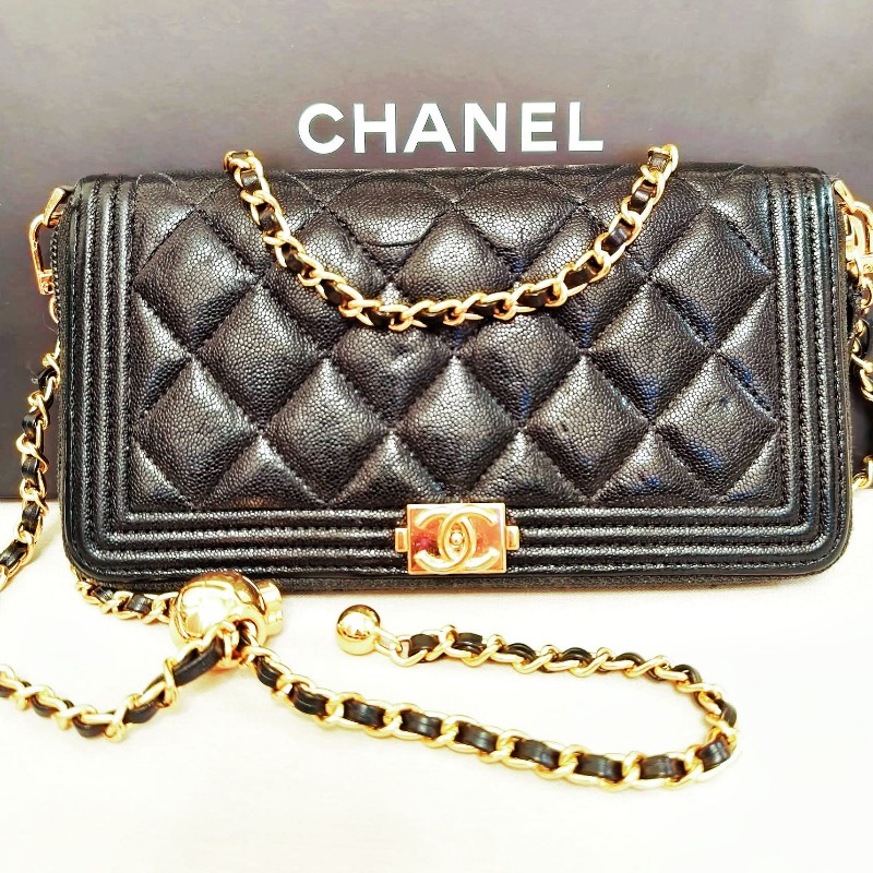 香奈兒菱格紋拉鍊2way長夾-9