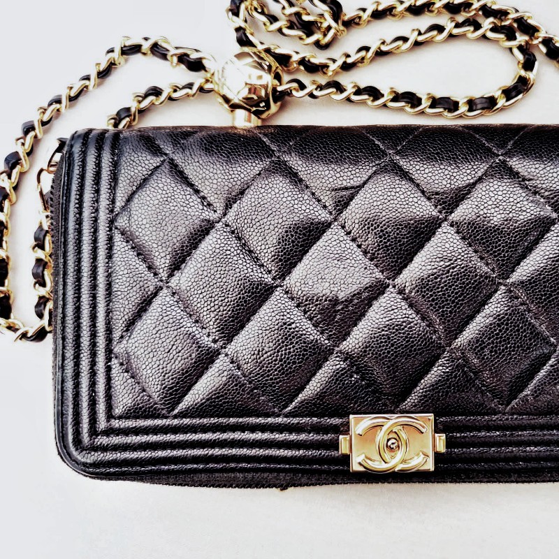 香奈兒菱格紋拉鍊2way長夾-11