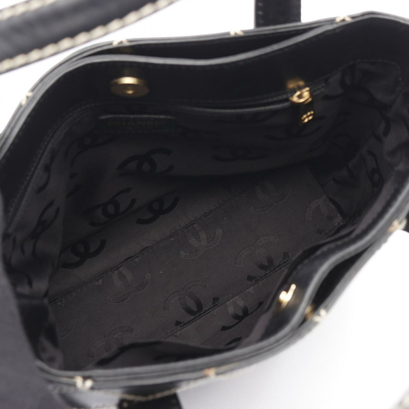 CHANEL Wild stitch 手提包 皮革 黑色 二手 女款 GHWCOCO CC-2