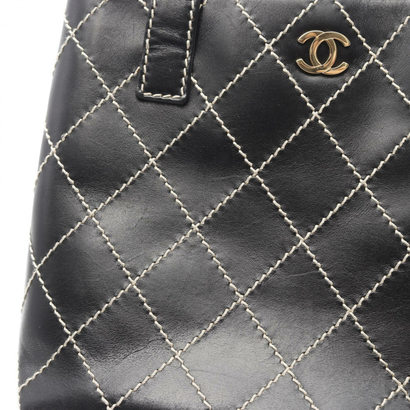 CHANEL Wild stitch 手提包 皮革 黑色 二手 女款 GHWCOCO CC-7