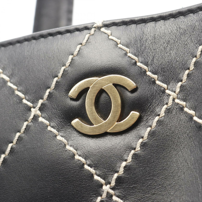 CHANEL Wild stitch 手提包 皮革 黑色 二手 女款 GHWCOCO CC-9
